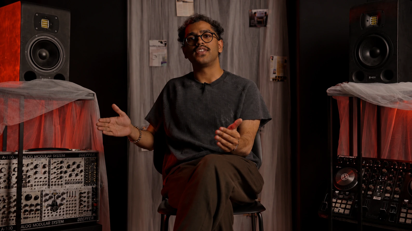 Interview in a studio space, Behind the Concrete Wall