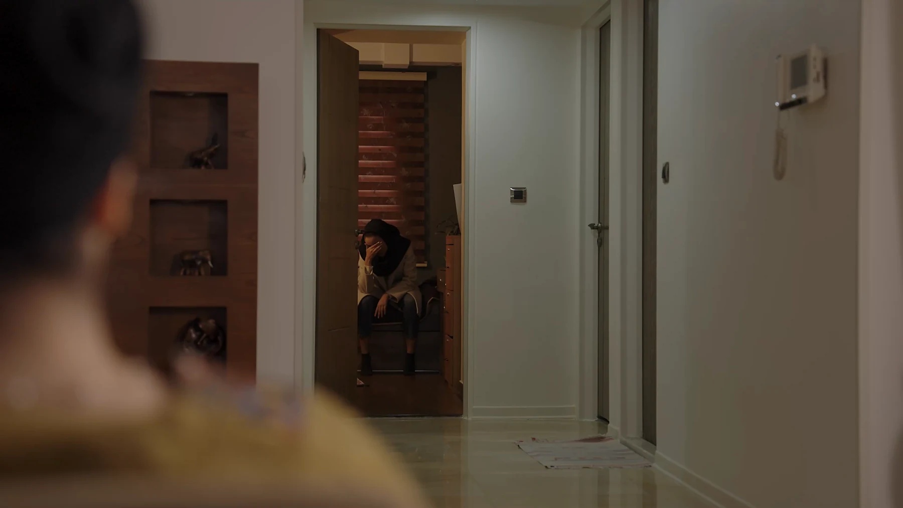 Looking down a hallway, The Transfer
