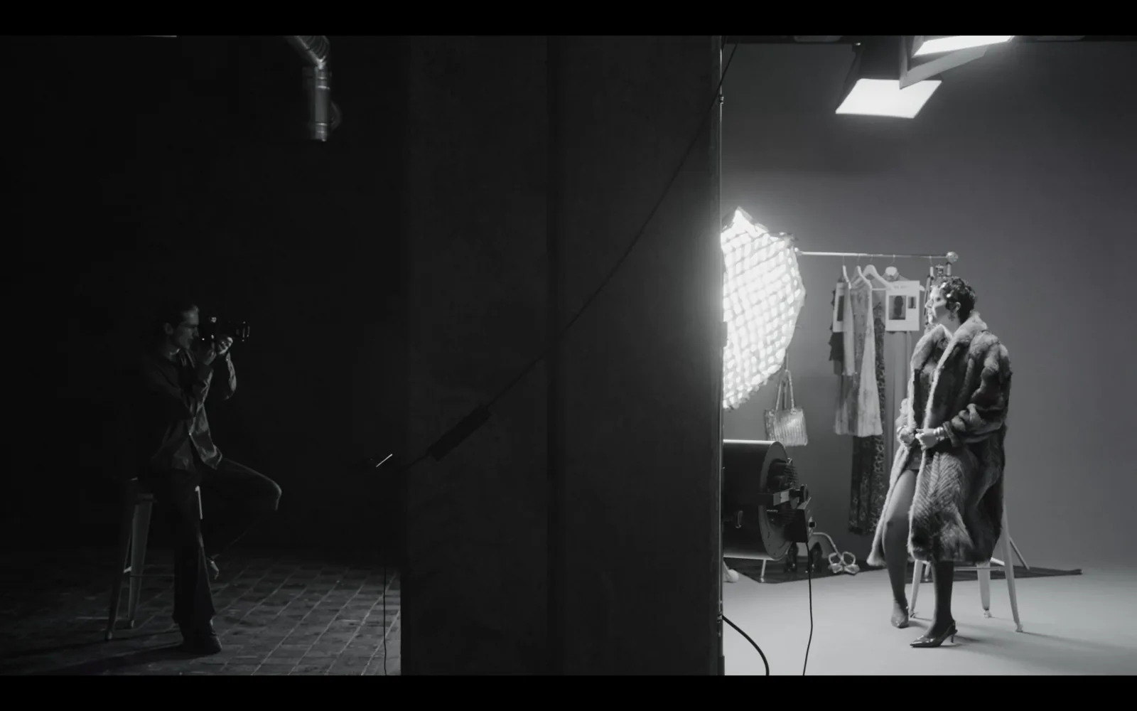 Backlit silhouette with studio lamp, Smile, Now!